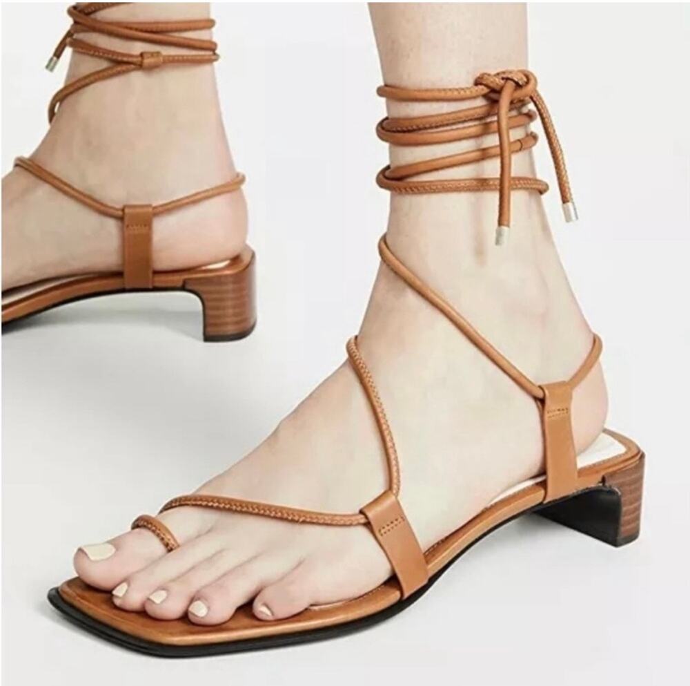 rag & bone Cindy Leather Tie Sandals Camel Tan Brown EU 38 / US 8